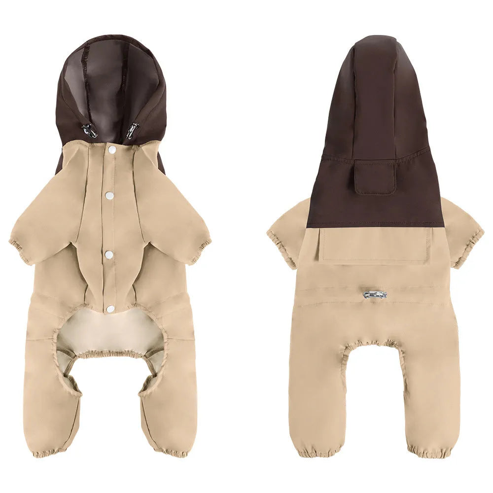 British style waterproof polyester shell jacket for small and medium sized dogs