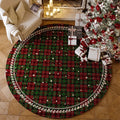 Red round Christmas carpet with velvet texture and non-slip backing in various diameter sizes