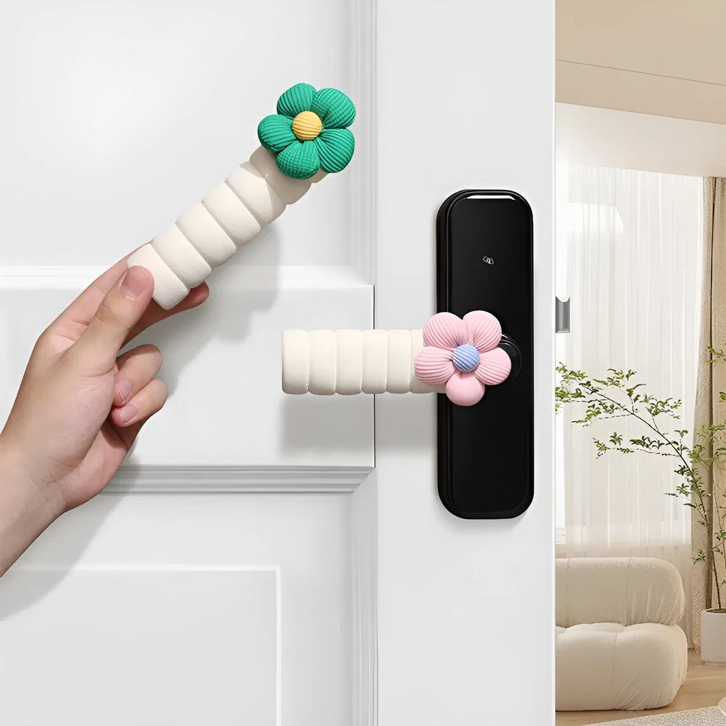 Round flower pattern door handle protective cover in PEVA material for anti-collision protection