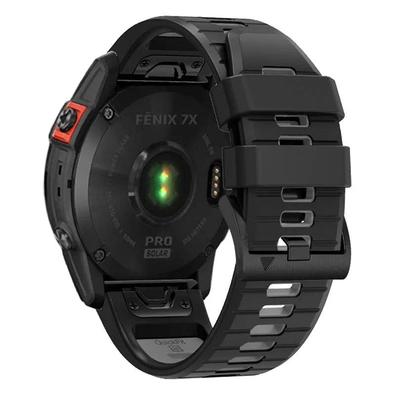 Two-colour quick release silicone replacement strap for Garmin Fenix smartwatch