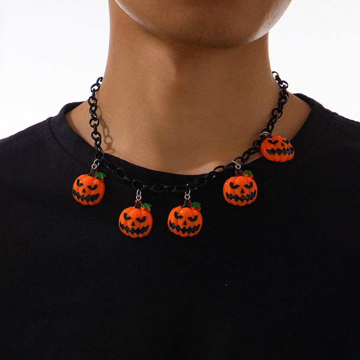 Halloween ghost pumpkin necklace with mixed colour acrylic pendant on regular chain