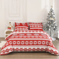 Winter Sleepers red Christmas pattern bed three-piece set with duvet cover and pillowcases