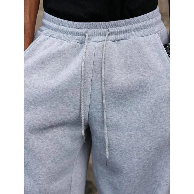 Men's straight-leg high waist casual pants in a light grey bamboo blend fabric, shown with a cropped length.