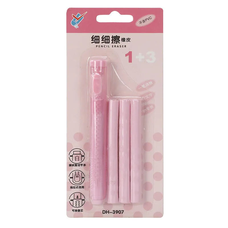 Push-type automatic children's eraser in PVC measuring 12x8cm with traceless design