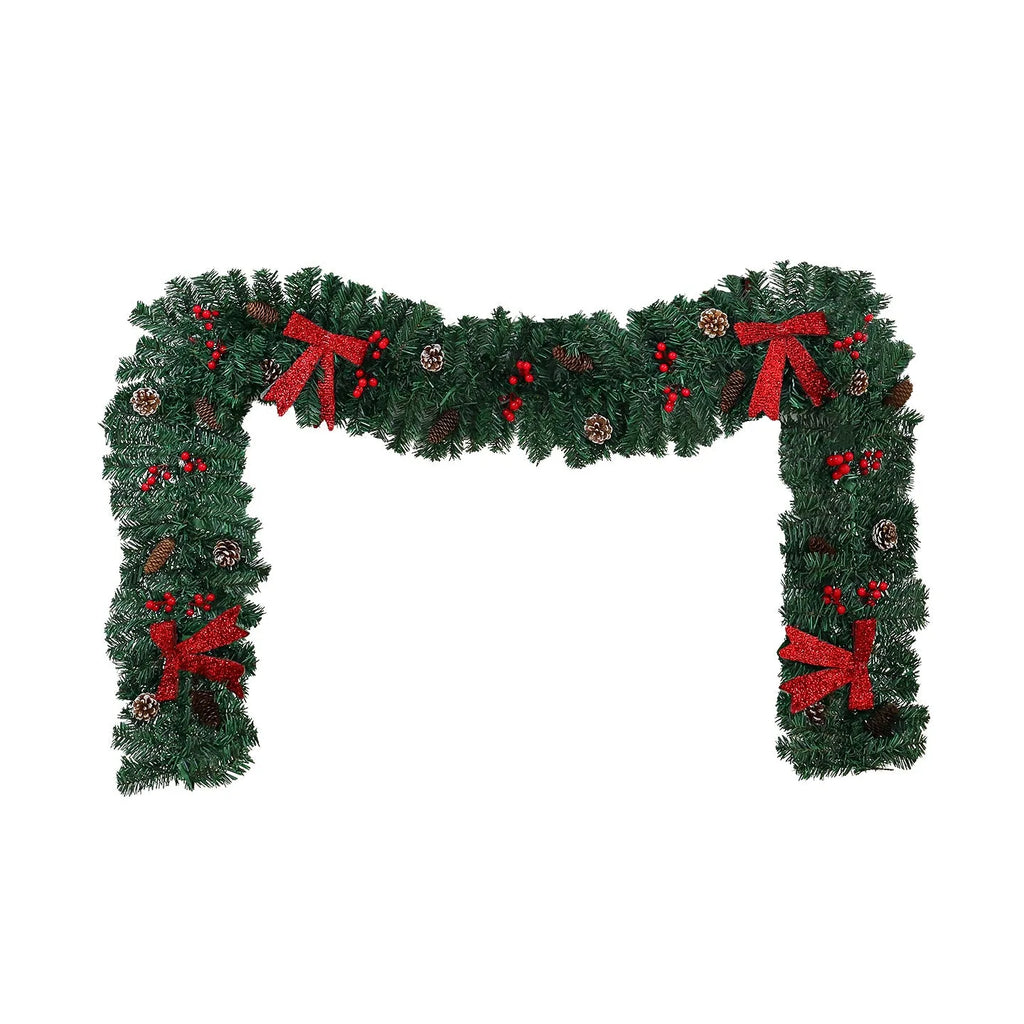 European style rattan pine cone bow Christmas cane decoration with PVC construction