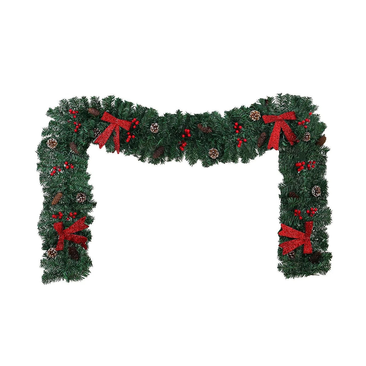 European style rattan pine cone bow Christmas cane decoration with PVC construction