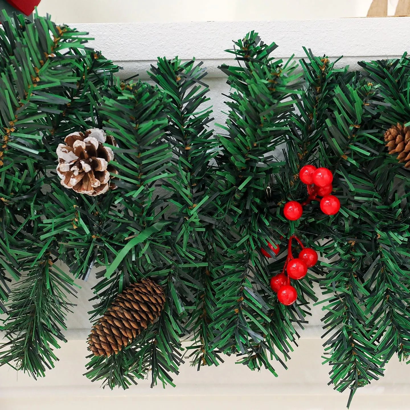 European style rattan pine cone bow Christmas cane decoration with PVC construction