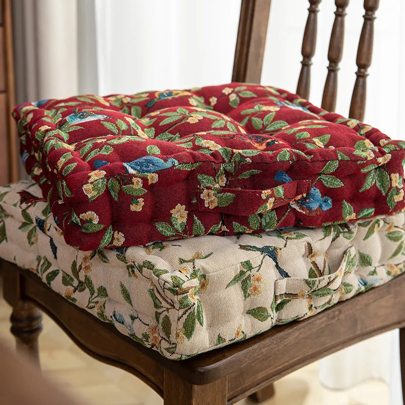 American floral pattern dining chair cushion 40x40x8cm thick with PP cotton filling