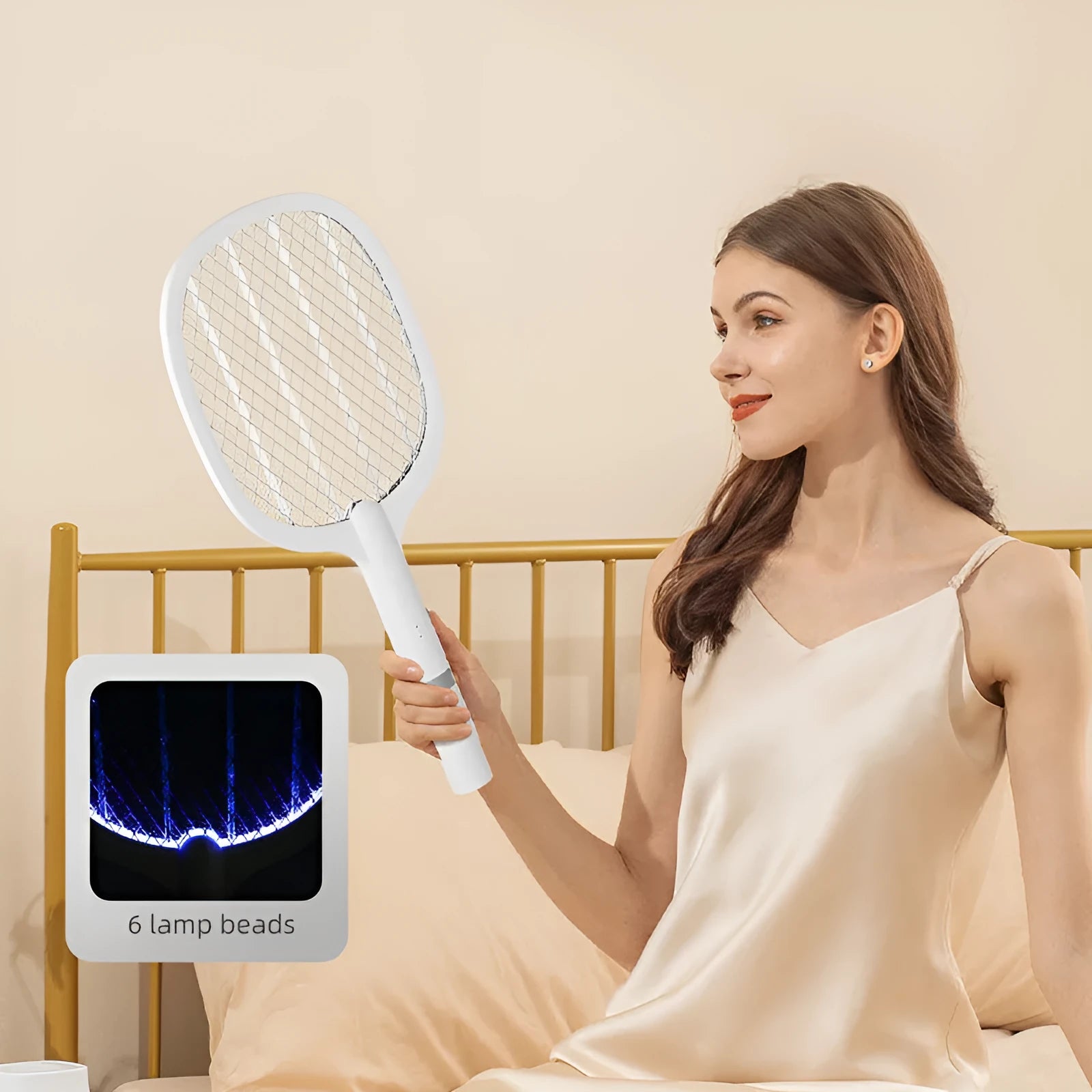 Rechargeable electric mosquito swatter in ABS plastic shell for indoor insect control