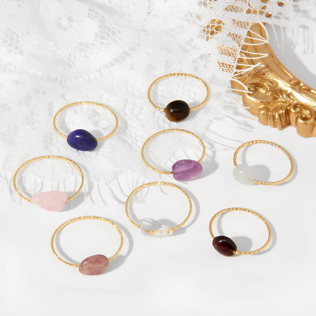 Women's geometric-shaped agate ring in an original design, showing one of eight available colour options.
