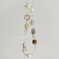Bohemian beaded mobile phone charm in Island Sweetheart colour, alloy construction