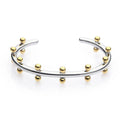Stainless steel C-shaped bean bead with textured rivet surface in gold colour