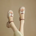 Women's khaki chunky heel platform open toe sandals made from renewable leather