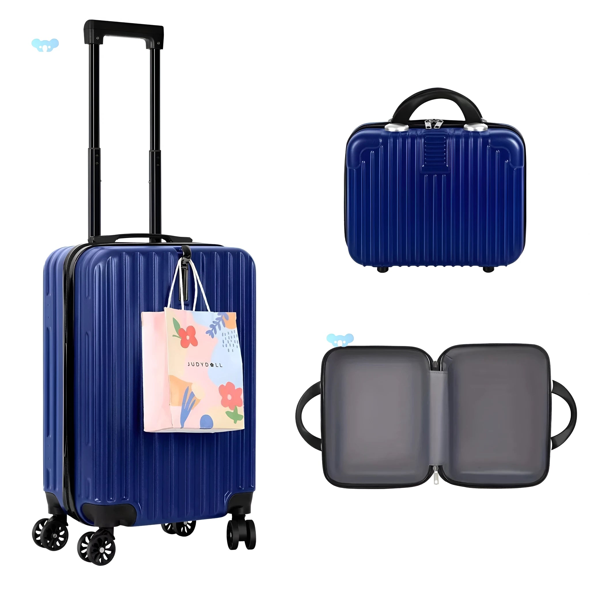 Aluminium alloy luggage and mini box travel set with two trunks in towel colour