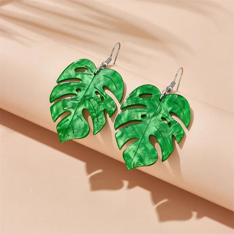Acrylic drop-shaped summer coconut design earrings with alloy hooks in one of five colour styles.