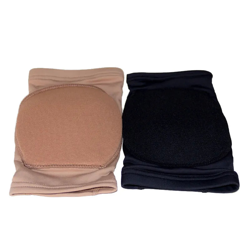 Ballet dance knee pads for yoga exercise in skin colour and black options, showing five size options