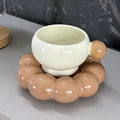 Nordic style solid colour ceramic coffee set with dish and cup, 250ml capacity, high temperature resistant.