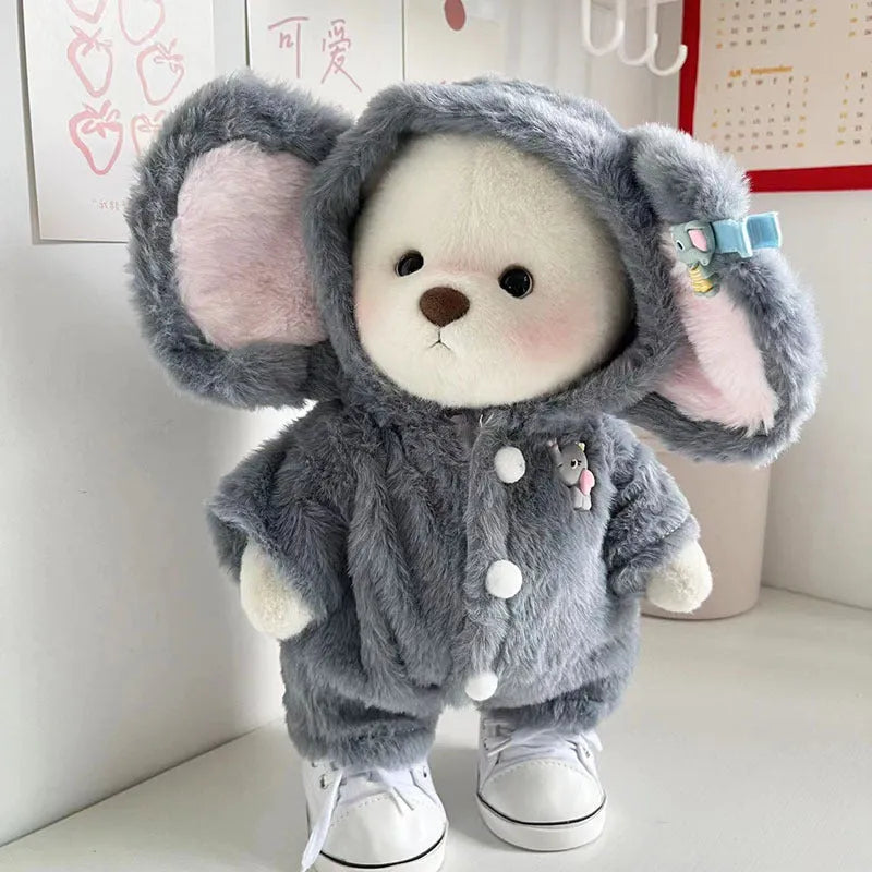 Grey elephant jumpsuit suit for 30cm Lina bear doll on mannequin