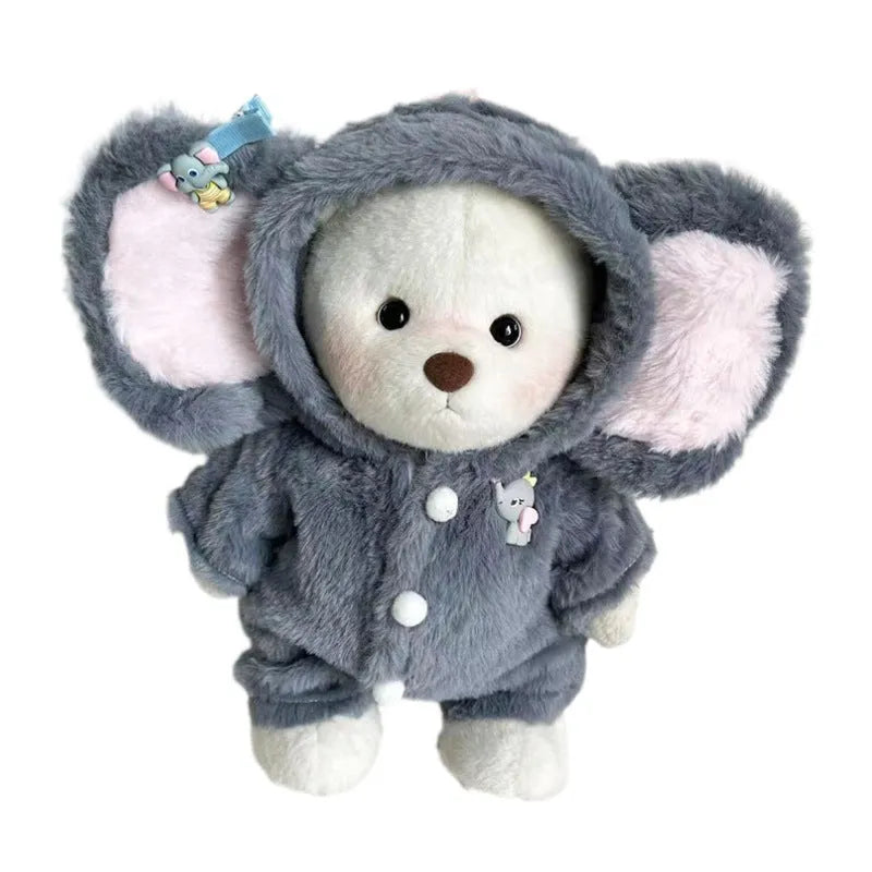 Grey elephant jumpsuit suit for 30cm Lina bear doll on mannequin