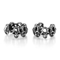Stainless steel hollow skull earrings with electroplated finish and geometric design
