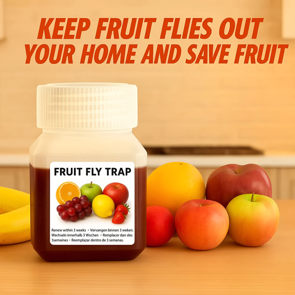 Bottle of liquid fruit fly trap bait for use with SK003 model traps.