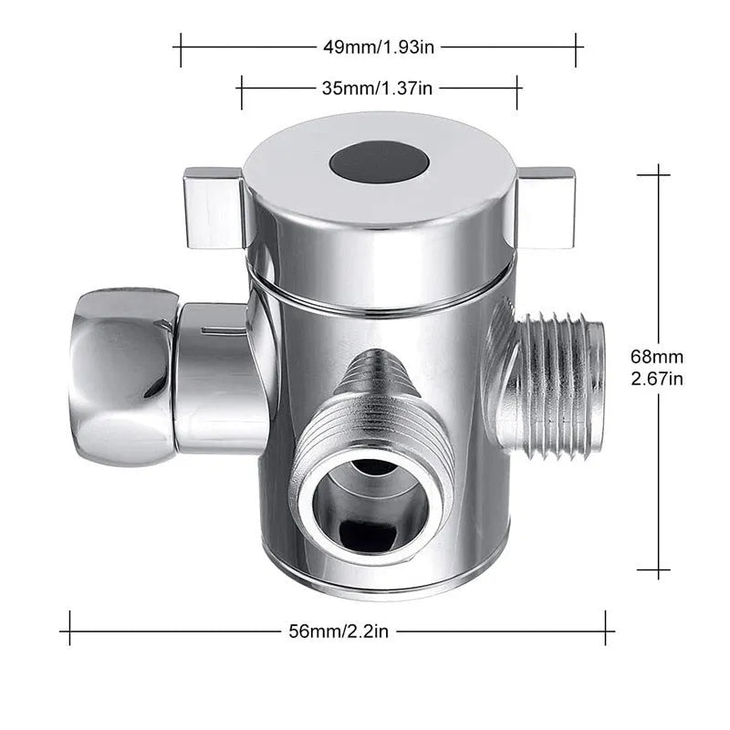 Brass shower water distributor diverter valve for bathroom plumbing installation