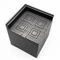 Four black plastic bed foot risers for furniture height adjustment