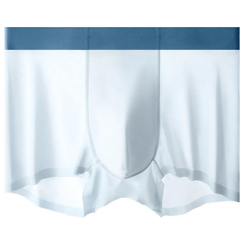 Men's ice silk graphene antibacterial shorts in bean green colour with seamless hip-lifting design