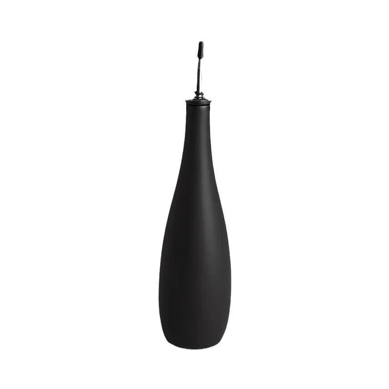 Ceramic oil pot with stainless steel funnel and brush in white, black, or coffee colour