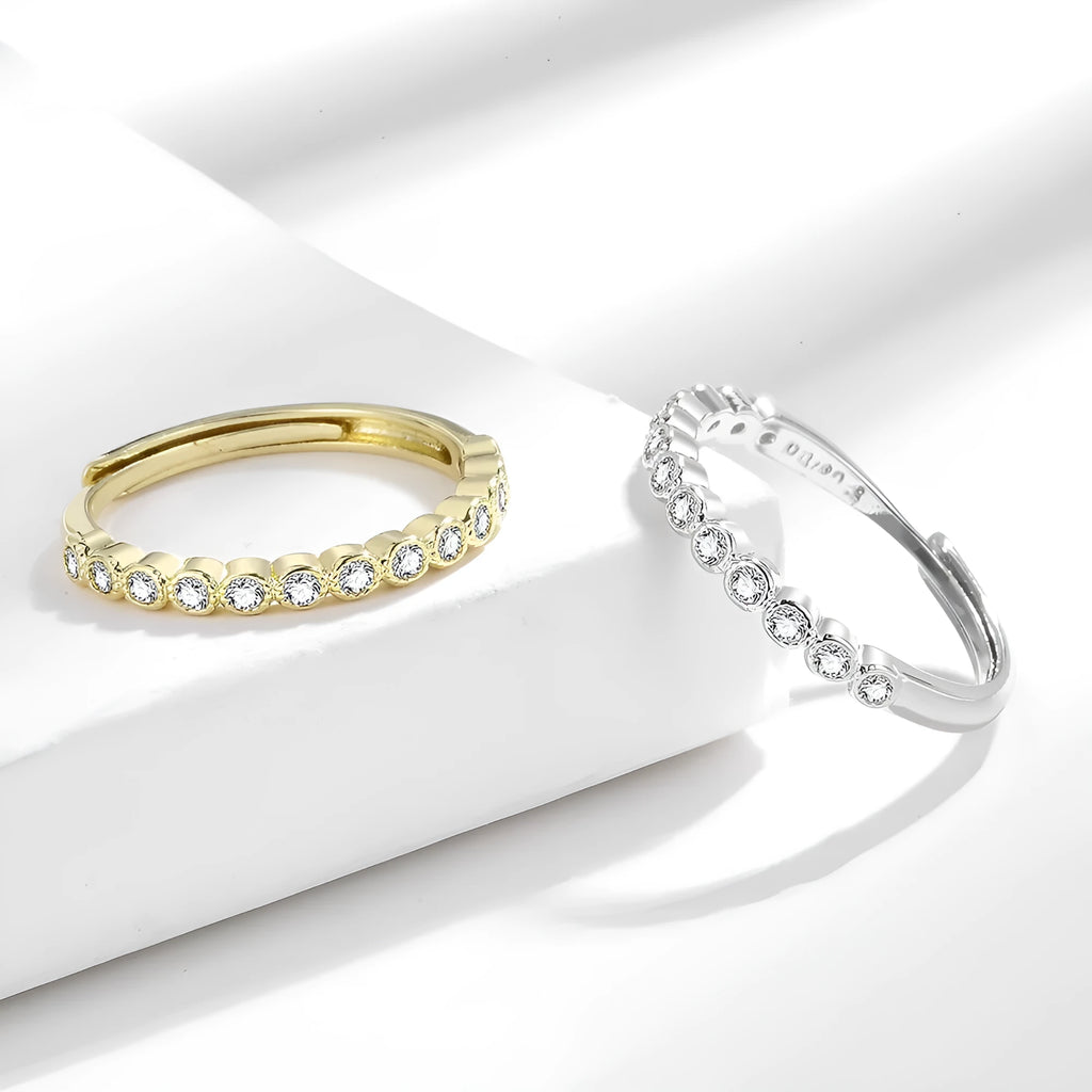 Women's geometric open mouth ring with diamond tail detail in electroplated gold finish
