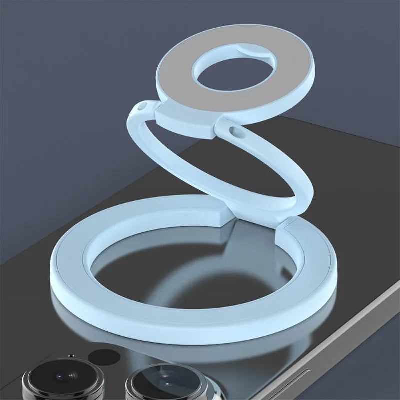 Double ring magnetic phone holder in cool black with alloy construction and strong magnetic force