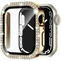 Apple Watch case with double diamond glass screen in rose gold colour for 44mm model.