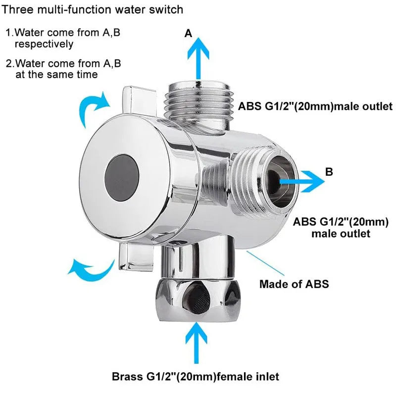 Brass shower water distributor diverter valve for bathroom plumbing installation
