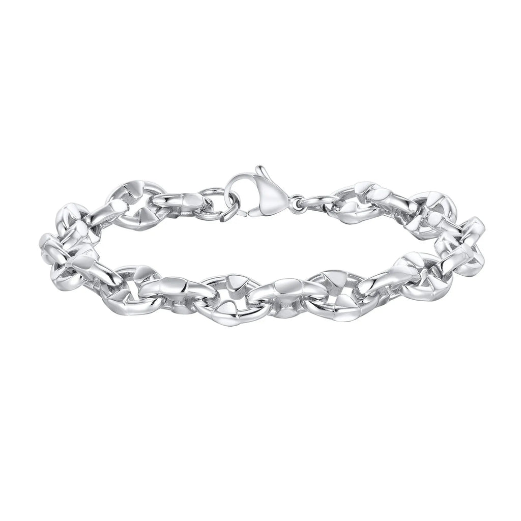 Thick stainless steel geometric chain bracelet for men's hip hop jewellery