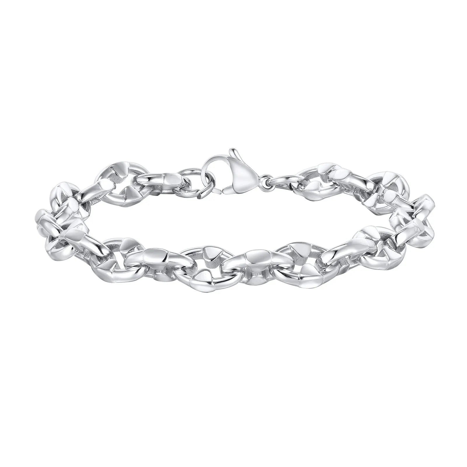 Thick stainless steel geometric chain bracelet for men's hip hop jewellery