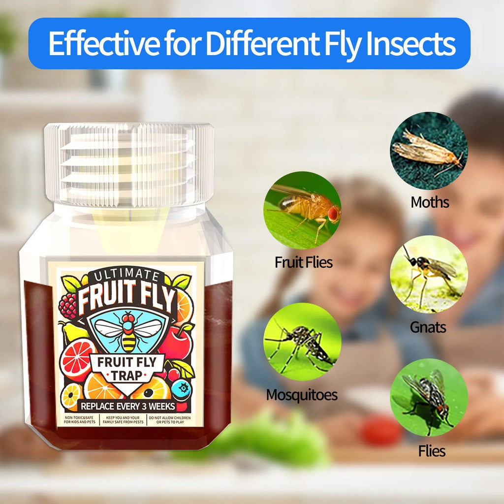 Bottle of liquid fruit fly trap bait for use with SK003 model traps.