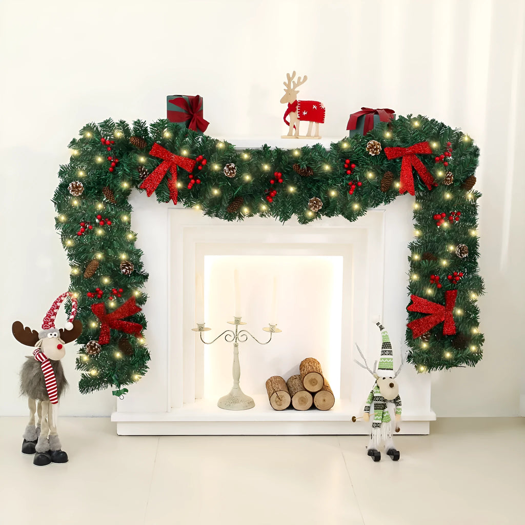 European style rattan pine cone bow Christmas cane decoration with PVC construction