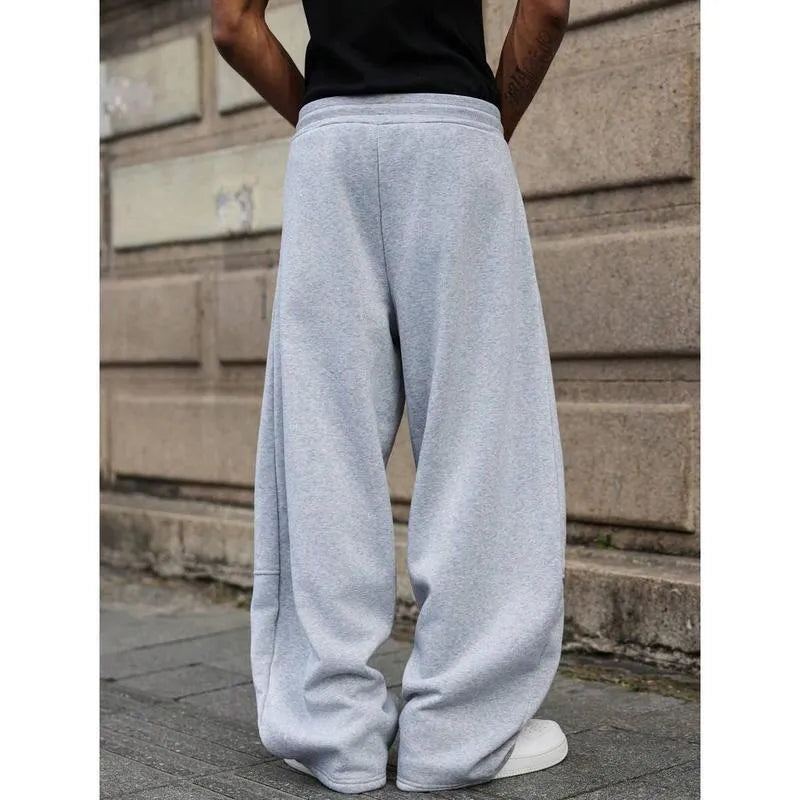 Men's straight-leg high waist casual pants in a light grey bamboo blend fabric, shown with a cropped length.