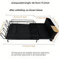Retractable carbon steel dish rack for cutlery and cup drying over kitchen sink