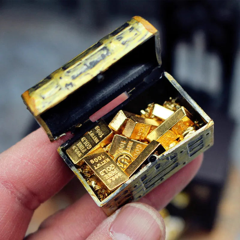 Alloy metal doll house accessories gold coin treasure box miniature ornaments with gold bar combinations