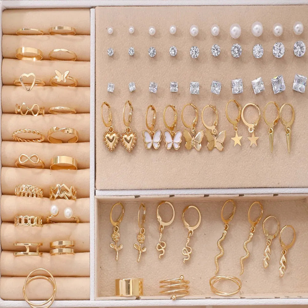 108 alloy geometric pearl earrings with gold and yellow electroplated finishes