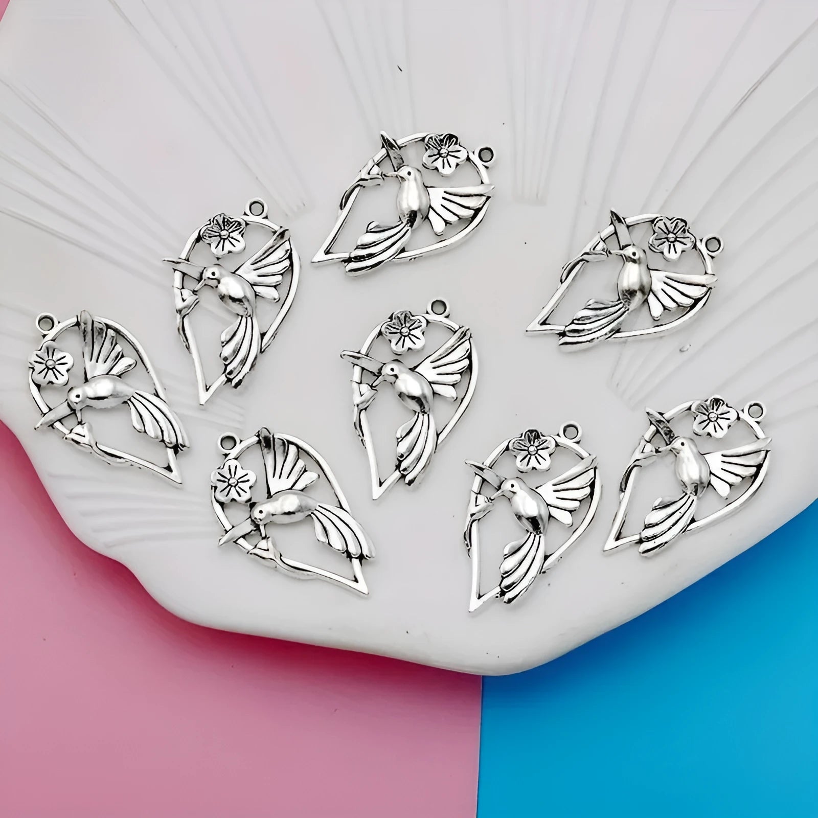 Alloy cuckoo bird pendant with magpie pattern for DIY jewellery making