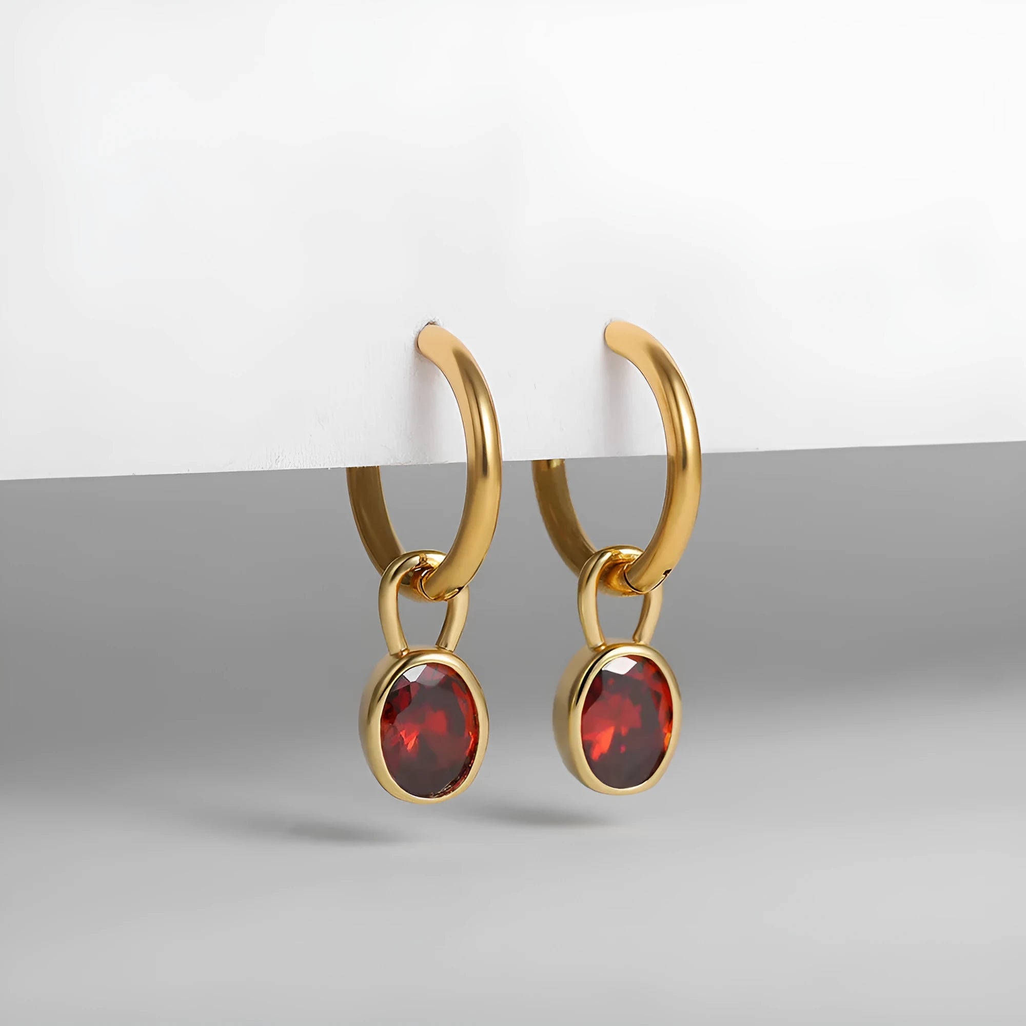 Women's retro oval zircon earrings in copper available in six colours