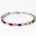 Women's fashion zircon bracelet with electroplated gold or platinum finish and coloured zircon stones