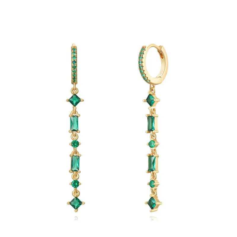 Geometric U-shaped ear clips with colourful zircon detailing in gold and white variations