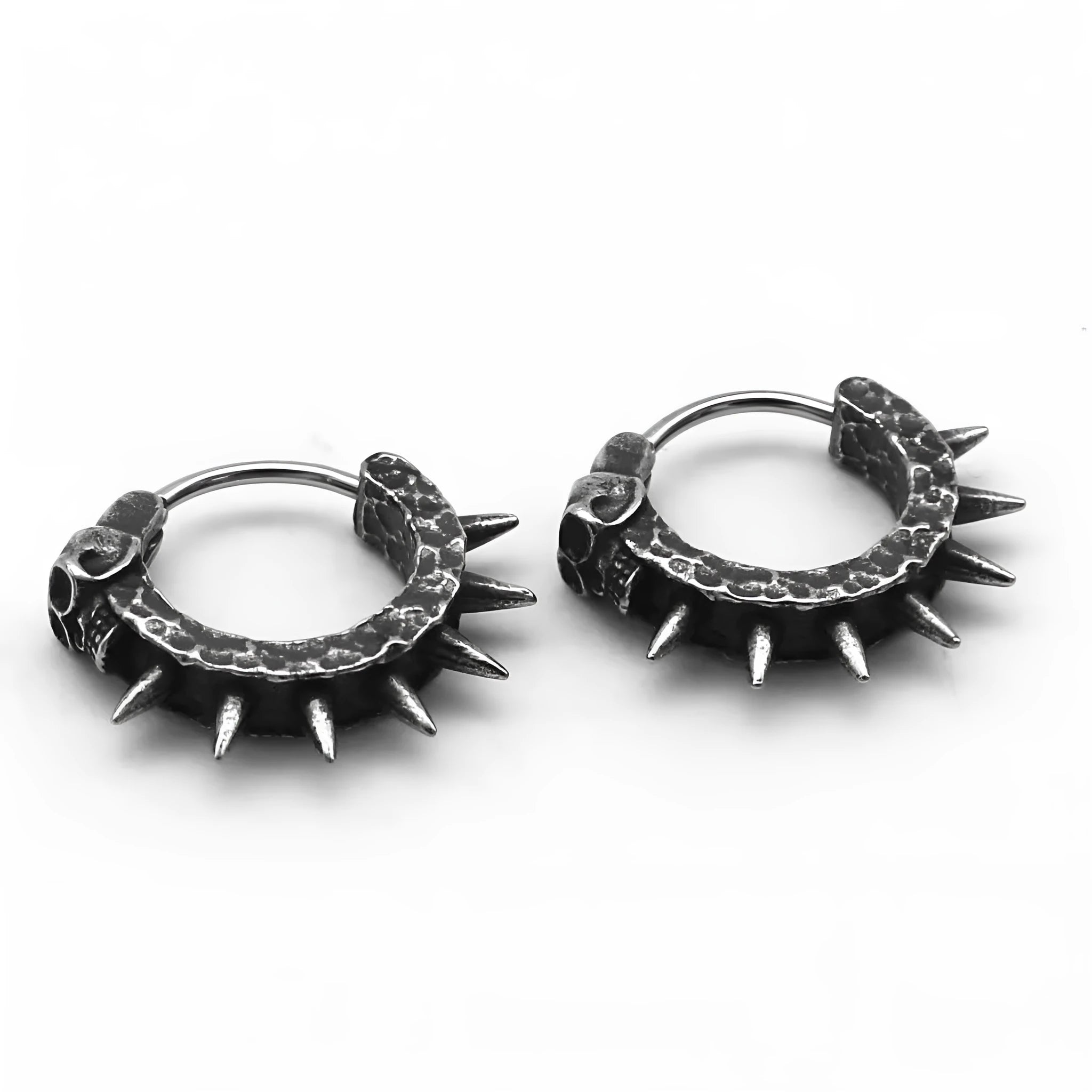 Copper plastic punk motorcycle geometric alloy earrings in black retro design