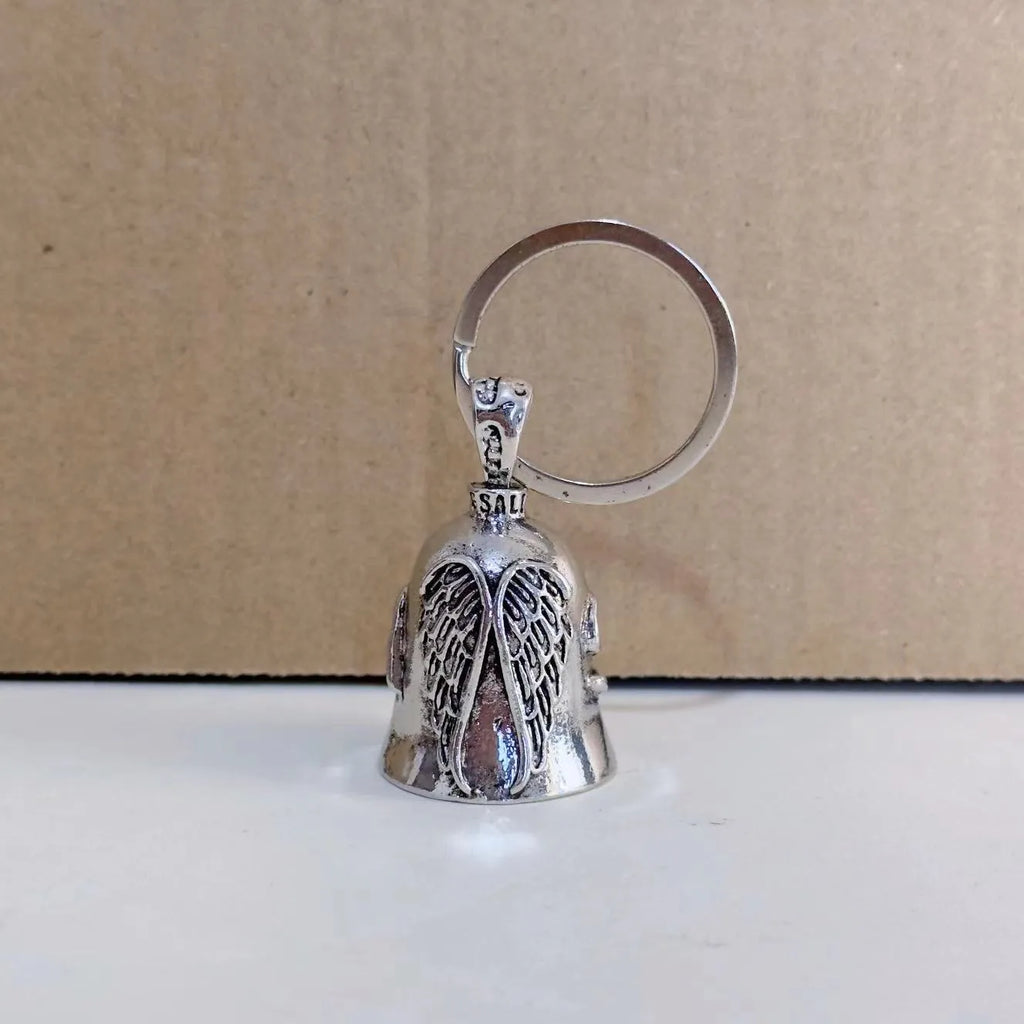 White vintage angel feather keychain and pendant necklace set on alloy