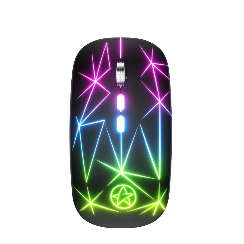 Wireless Bluetooth gaming mouse with RGB lighting and metal scroll wheel in black colour