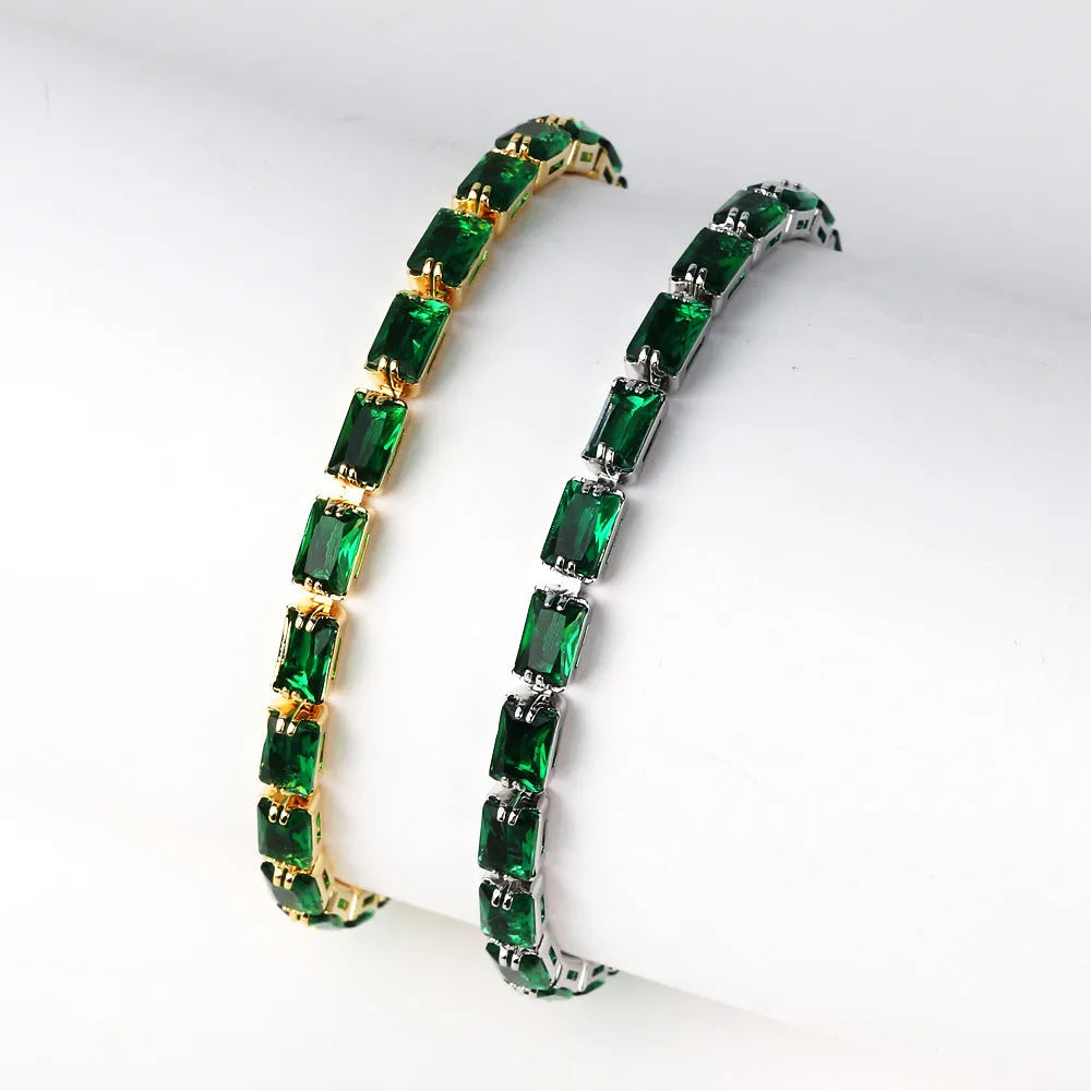Women's fashion zircon bracelet with electroplated gold or platinum finish and coloured zircon stones