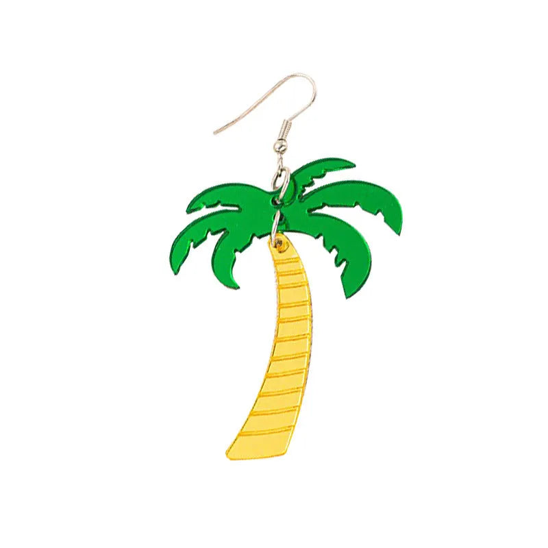 Acrylic drop-shaped summer coconut design earrings with alloy hooks in one of five colour styles.